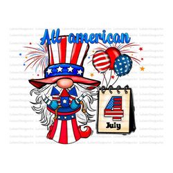 All American USA Png File, 4th of July, American Flag, American Gnome, Gnome Png, USA, Freedom, Digital Download, Sublim