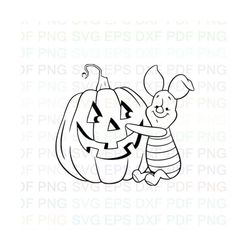 pig_halloween Outline Svg Dxf Eps Pdf Png, Cricut, Cutting file, Vector, Clipart - Instant Download