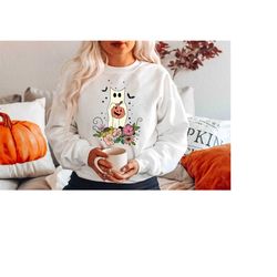 Halloween Sweatshirt,Cat Sweatshirt,Halloween cat sweat,Halloween Sweater,Halloween Cat Shirt, Cat Lover Shirt,Black Cat