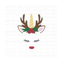 Rudolph_Face_Head_Unicorn_Reindeer Svg Dxf Eps Pdf Png, Cricut, Cutting file, Vector, Clipart - Instant Download