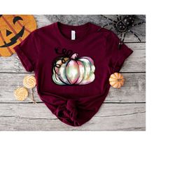 Watercolor Pumpkin T-shirt, Colorful Pumpkin Shirt, Watercolor Pumpkins, Halloween Shirt, Autumn Shirt, Cute Fall Shirt,