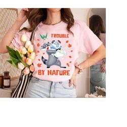 Disney Pocahontas Meeko Percy Flit Trouble By Nature T-Shirt Unisex T-Shirt For Men Women Long Sleeve Hoodie Sweatshirt