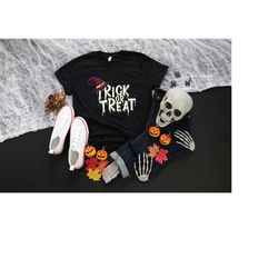 Cute Halloween Shirt, Trick or Treat Witch hat Shark Shirt, , Halloween pumpkin Spider, Halloween boys boy Shirt, gift f