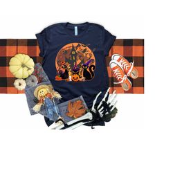 Black Cat Halloween Shirt, Fall Pumpkin Halloween Shirt, Witch Spooky Shirt, Funny Halloween shirt, Halloween Gift, Blac