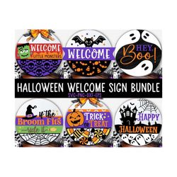Halloween Welcome Sign Bundle, Halloween Door Hanger SVG, Ghost Svg, Spider Svg, Boo Svg, Happy Halloween Sign Svg, Glow
