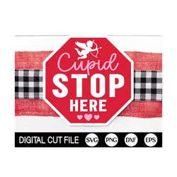 Cupid Stop here Welcome Sign SVG, Valentines day Door Hanger SVG, Heart Svg, Round Valentine Door Sign Decor, Glowforge