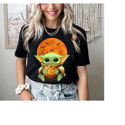 Baby Yoda Halloween Pumpkin  Star Wars Shirt, Mickeys Not So Scary Party Gifts, Disney Trick or Treat, Halloween Matchin