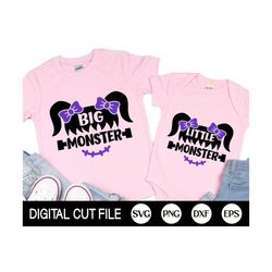 Little Monster Svg, Halloween Svg Bundle, Big Sister, Little Sister, Momster Svg, Big Sis, Kids Halloween Shirt, Dxf, Sv