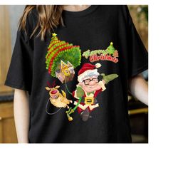 Disney Pixar Up Christmas Dug Dog and Santa Carl Fredricksen Shirt, Disney Christmas Family Matching Shirt,Disneyland Tr