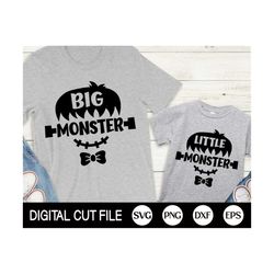 Little Monster Svg, Halloween Svg Bundle, Big Brother, Little Brother, Momster Svg, Big Bro, Kids Halloween Shirt, Dxf,