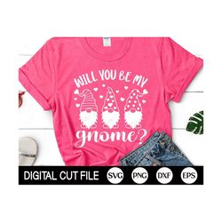 Will you be my gnome SVG, Valentine Gnome Svg, Love Svg, Heart Svg, Kids Valentines Day Shirt, Svg Files for Cricut