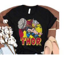Marvel Mighty Thor Hammer Throw Vintage Thor Love and Thunder, Disneyland Family Matching Shirt, Marvel Comic Shirt,WDW