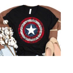 Marvel Captain America Avengers Shield Vintage Retro Comic T-Shirt, Disneyland Family Matching Shirt, Marvel Comic Shirt