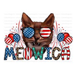 Meowica png, 4th Of July Cat Sublimation designs downloads, Patriotic Cat, Meowica, American Cat png files for sublimati