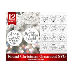 Christmas Ornament SVG Bundle, Round Christmas Ornaments, Hand Lettered, Sublimation Ornament Cut Files, Glowforge, Svg