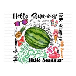 Hello Summer Sublimation PNG, Summer Digital Downloads, Hello Summer png, Watermelon, pineapple,Instant Download, Sublim