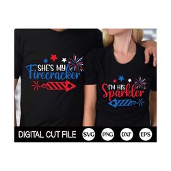 4th of july Couples Svg Bundle, I'm His Sparker, American Couple Shirt, independence day, Couple Gift Shirt, USA Dxf, Sv