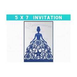 Beach Princess Invitation SVG. Quinceanera Invitation Svg template, Princess pocket card,