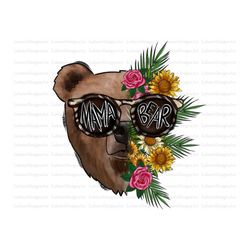 mama bear sublimation design png, flower png, mama bear png, bear png, mama png files for cricut, watermelon png, mama b