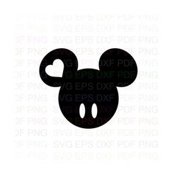 Mickey_Heart_Mickey_Mouse Outline Svg Dxf Eps Pdf Png, Cricut, Cutting file, Vector, Clipart - Instant Download