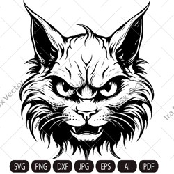 Angry Cat Svg, Dangerous cat, Cute Black Cat Svg, Halloween  Cat Svg, Angry Cat t-shirt Svg, Cat Halloween Svg