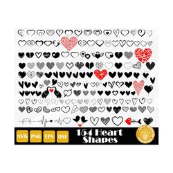 154 Heart shape SVG, Hand Drawn Heart SVG, Valentine Svg, Love Cut Files for Cricut Silhouette, Easy Cut, Instant Downlo