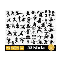 52 Ninja Svg, Ninja Warrior Svg, Ninja Star Svg, Karata Cut Files for Cricut Silhouette Files, Easy Cut, Instant Downloa