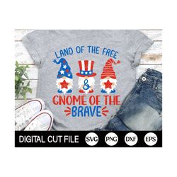 4th of July gnome Svg, Land Of The Free And Gnome Of The Brave, Memorial day, Independence day, American Flag Shirt, Svg