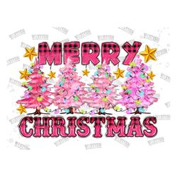 Merry Christmas Pink Trees Png Sublimation Design, Western Design,Pink Trees,Christmas Pink,Merry Christmas Png, Light P