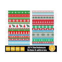 27 Christmas Border Svg, Trim Ornament Svg, Zentangle Cut File, Christmas Clipart, Christmas Cut File, Winter Border Svg