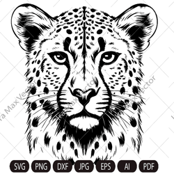 Cheetah Svg, Cheetah Clipart, Cheetah Png, Cheetah Head, Cheetah Cut Files , Cheetah Silhouette, Animals Silhouette
