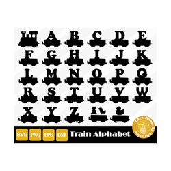 Train letters SVG, Train alphabet SVG, Alphabet cut file for Cricut Silhouette Files, Easy Cut, Instant Download