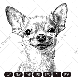 Chihuahua svg, smiling chihuahua, dog svg ClipArt, breed, head, Dog face vector, Memorial love, Download, printable art,