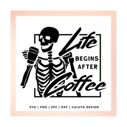 Funny Halloween Quote SVG | Halloween Skeleton SVG | Skeleton with coffee SVG | Funny Coffee svg | Trendy Halloween Coff