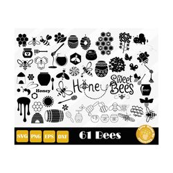 61 Bee SVG, Honey, Flower, Butterfly Cut Files for Cricut Silhouette Files, Easy Cut, Instant Download