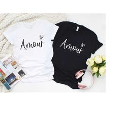 Amour T-Shirt, Couple Matching, Heart Shirt, Gift for Friend, Amour Tank, Amour V-Neck, Valentines Shirt