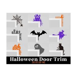 Halloween Door Trim Bundle, Halloween Svg, Door Corner Svg, Spider Web Sign, Halloween Door Decor, Glowforge Laser Cut F
