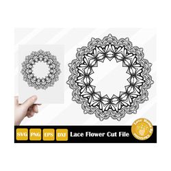Zentangle SVG Mandala Cut File Lace Flower Floral Lace  for Cricut Silhouette Files, Easy Cut, Instant Download