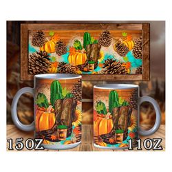 Western Pumpkin Mug Sublimation Png, Pumpkin Spice Latte Png, Acorn Mug Png, Pumpkin Png, Autumn Png Downloads, Digital