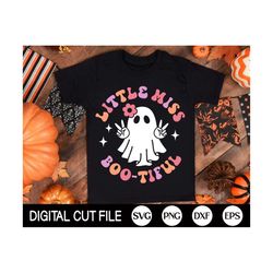 Little Miss Bootiful SVG, Halloween Svg, Girl Ghost Svg, Kids Halloween Shirt, Retro Halloween Png, Svg Files For Cricut