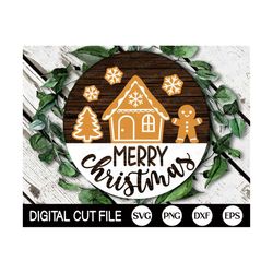 Merry Christmas Cookie SVG, Round Christmas Sign PNG, Christmas Door Sign, Gingerbread, Welcome Sign, holiday decor, Svg