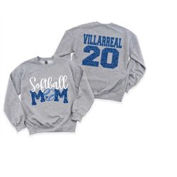 glitter softball sweatshirt,  softball mom crewneck softball mom shirts, personalized softball mom sweatshirt, customize