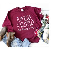 Thankful Blessed Sweatshirt /12 Colors Available / Cute Fall Shirt / Thanksgiving Shirt / Fall Shirt Women /Thanksgiving