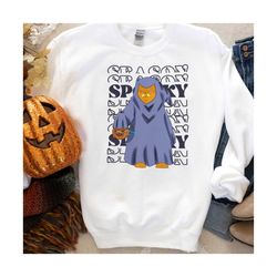 Spooky Vibes Shirt Design, Cat Monk, Halloween Party Tee, Spooky Season Shirt, SVG, PNG, PDF, Instant Download