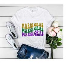 Mardi Gras Glitter Shirt, Glitter Mardi Gras T-shirt Women, Womens Mardi Gras Glitter Shirt,  Retro Mardi Gras shirt