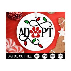 Pet Christmas Ornament SVG, Dog Christmas Monogram, Adopt, Cat Ornaments Cut file, Pet Memorial, Christmas Light Svg, Sv