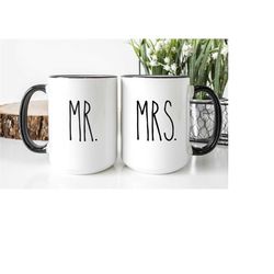 mr. and mrs. mug set, newlywed gift, personalized wedding gift, bridal shower gift, anniversary gift, couples gift, coup