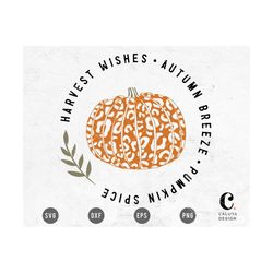 Harvest Wishes SVG Cuttable File For Cricut, Cameo Silhouette | Leopard Pumpkin Design, Autumn Breeze | Pumpkin PNG Prin
