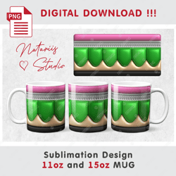 3D Inflated Puffy Bubble Pencil School Pattern - 11oz 15oz MUG - Sublimation Mug Wrap