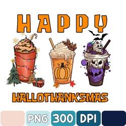 Happy Hallothanksmas Coffee Png, Happy Halloween Png, Thanksgiving Png, Christmas Png, Santa Png, Autumn Png